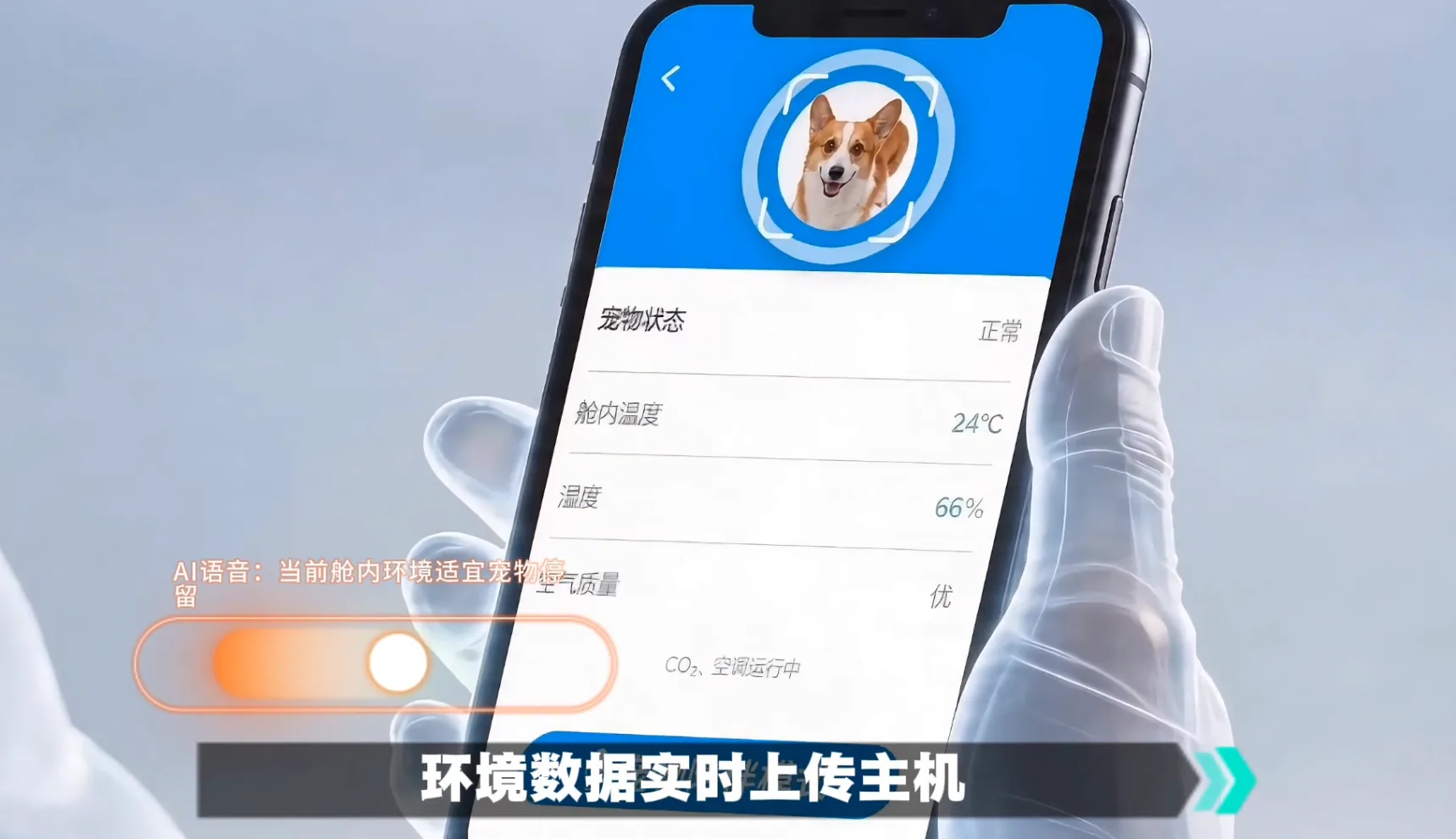 宠物留车手机端状态同步示意图