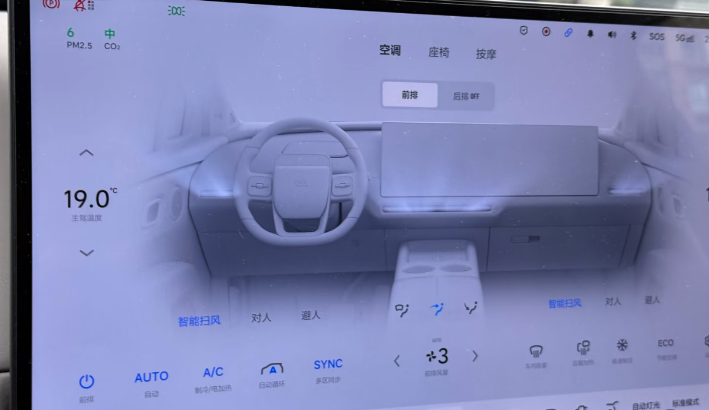 Ideal i8 Healthy Cockpit QA page displays carbon dioxide and PM2.5 sensors