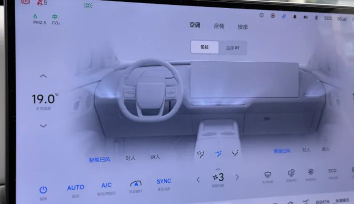 Ideal i8 Healthy Cockpit QA page displays carbon dioxide and PM2.5 sensors