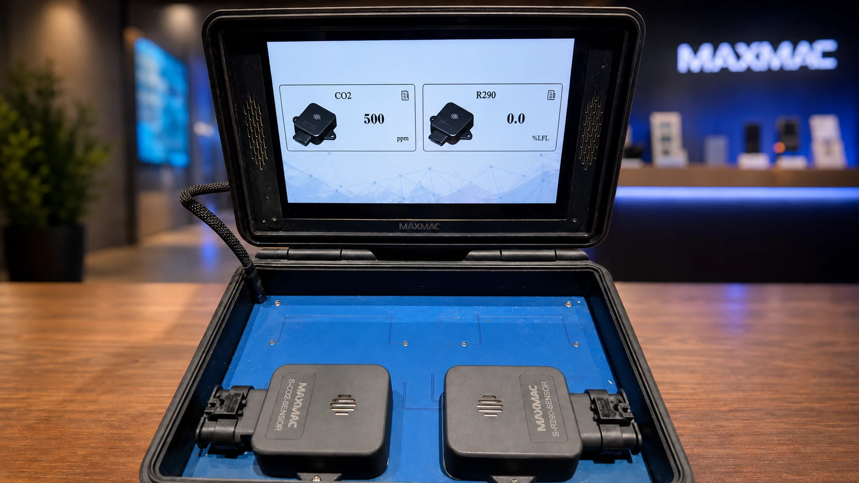 连接便携评估系统的 MAXMAC R290 传感器样品